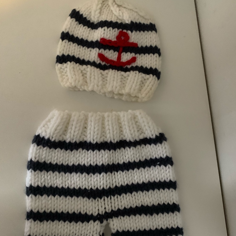 Newborn nautical knit set for pictures
